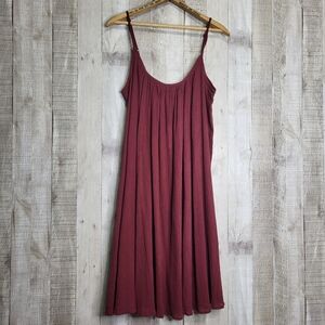 Anthropologie Women's Sleeveless Scoop Neck Flowing Dress - Burgundy. Size Large